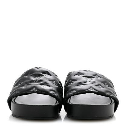 Louis Vuitton Lambskin Embossed Monogram Jumbo Flatform Mule Sandals 39 Black 3 of 11