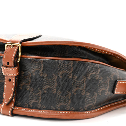 Celine Triomphe Canvas Medium Folco Bag Tan 9 of 10