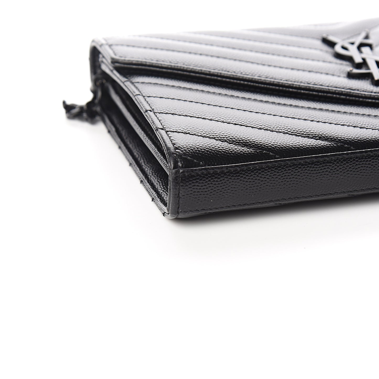 Grain De Poudre Matelasse Chevron Monogram Chain Wallet Black