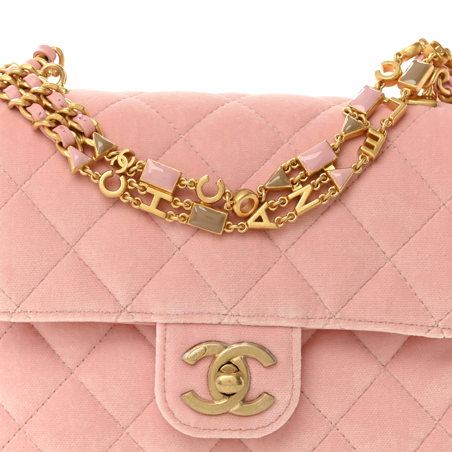 Velvet Enamel Mini Flap Light Pink