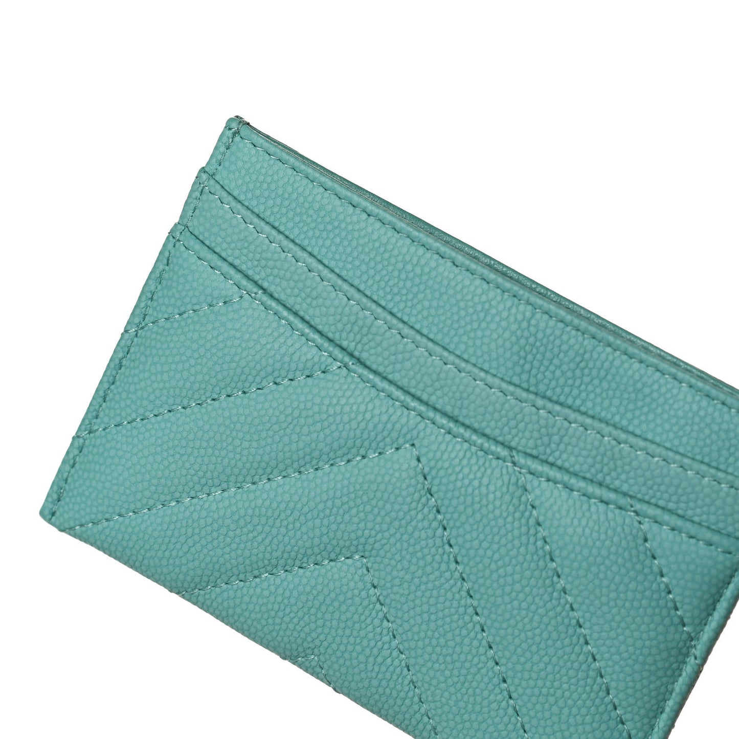 Caviar Chevron Quilted Card Holder Turquoise