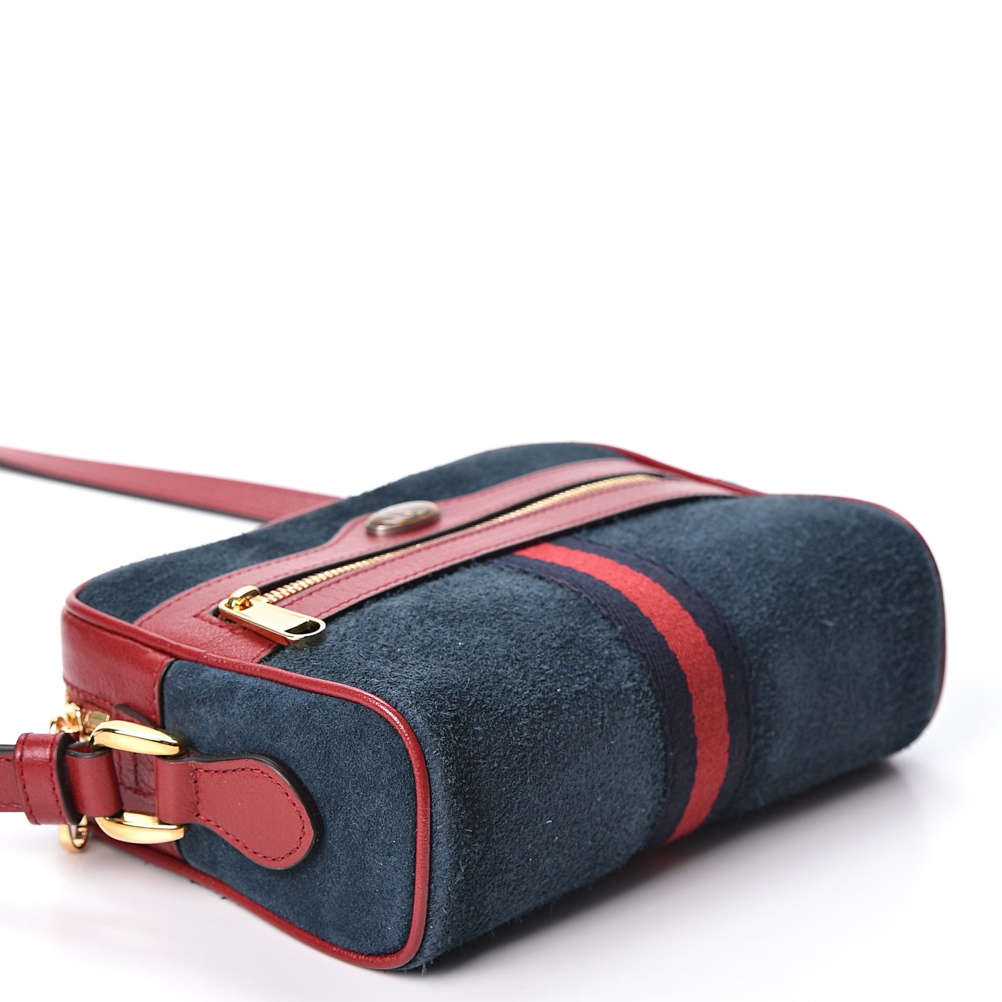 Suede Calfskin Web Mini Ophidia Shoulder Bag New Blue Romantic Cherry