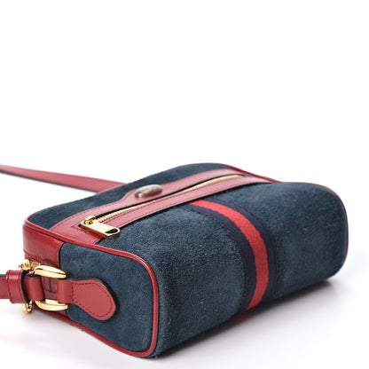 Gucci Suede Calfskin Web Mini Ophidia Shoulder Bag New Blue Romantic Cherry 3 of 9