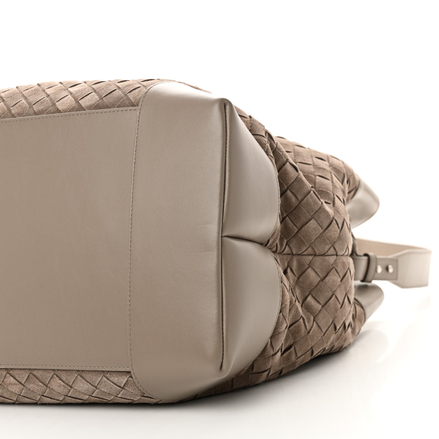 Suede Calfskin Intrecciato Andiamo Voyager Limestone