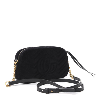 Gucci Velvet Matelasse Crystal Star Embroidered Small GG Marmont Chain Shoulder Bag Black 3 of 10