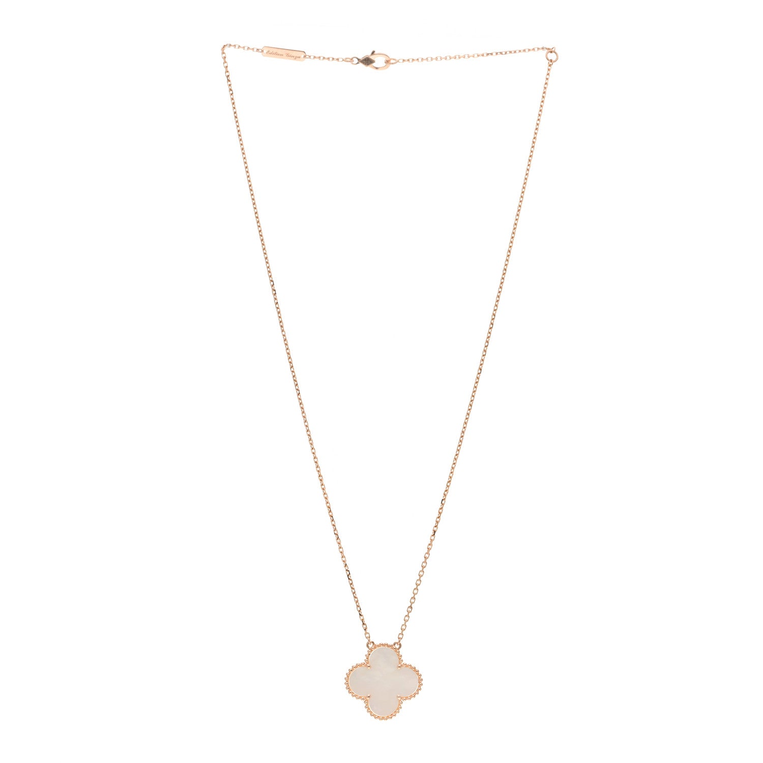 Van Cleef & Arpels 18K Rose Gold Mother of Pearl "Edition Ginza" Magic Alhambra Pendant Necklace 3 of 6