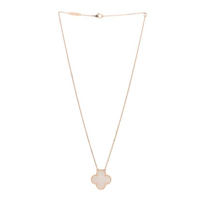 Van Cleef & Arpels 18K Rose Gold Mother of Pearl "Edition Ginza" Magic Alhambra Pendant Necklace 3 of 6