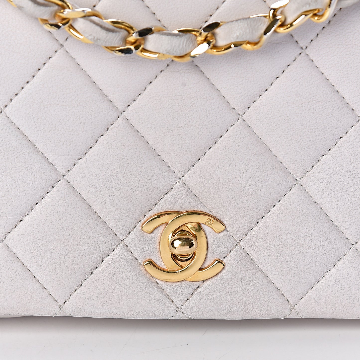Lambskin Quilted Mini Flap White