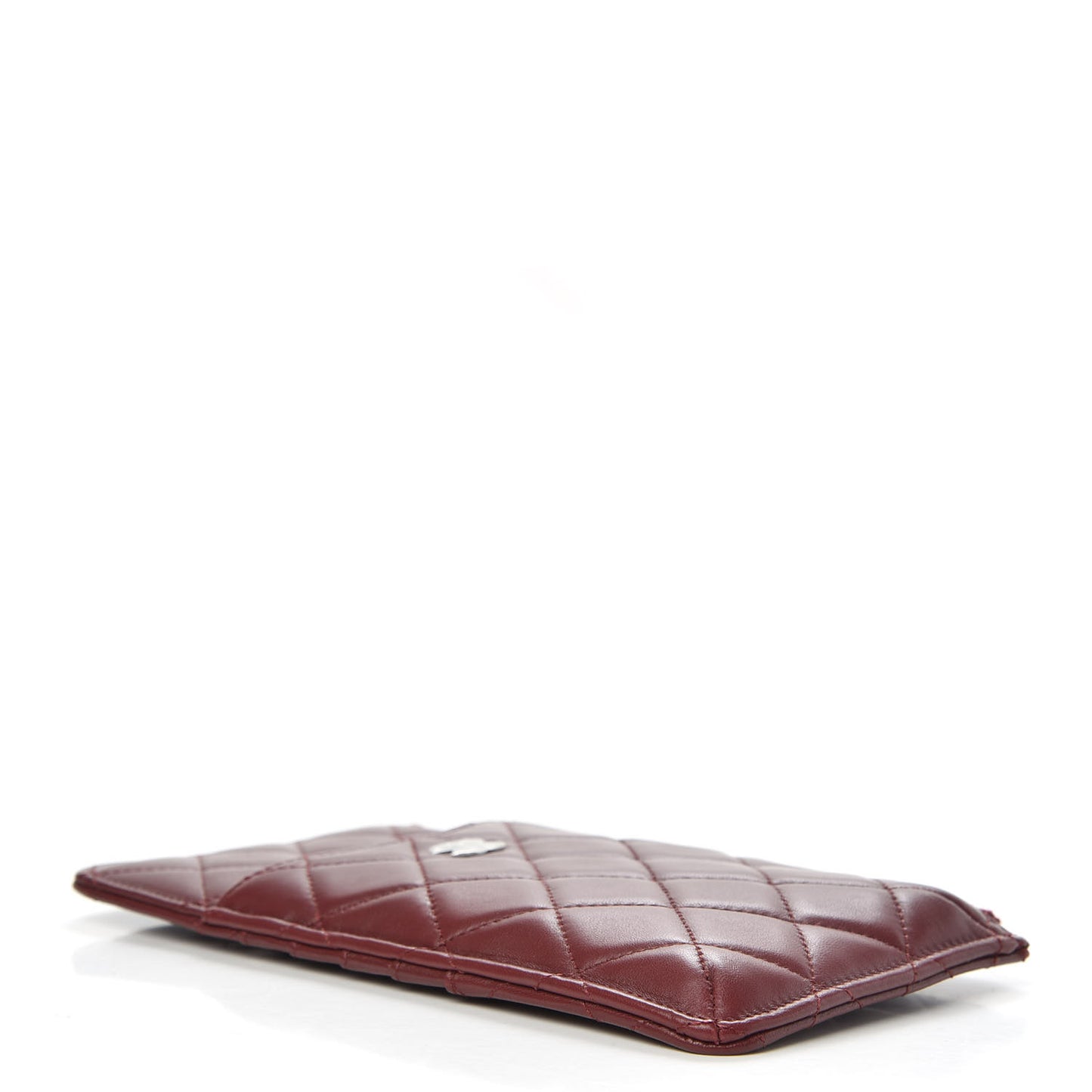 Lambskin Quilted Classic Flat Wallet Pouch Red
