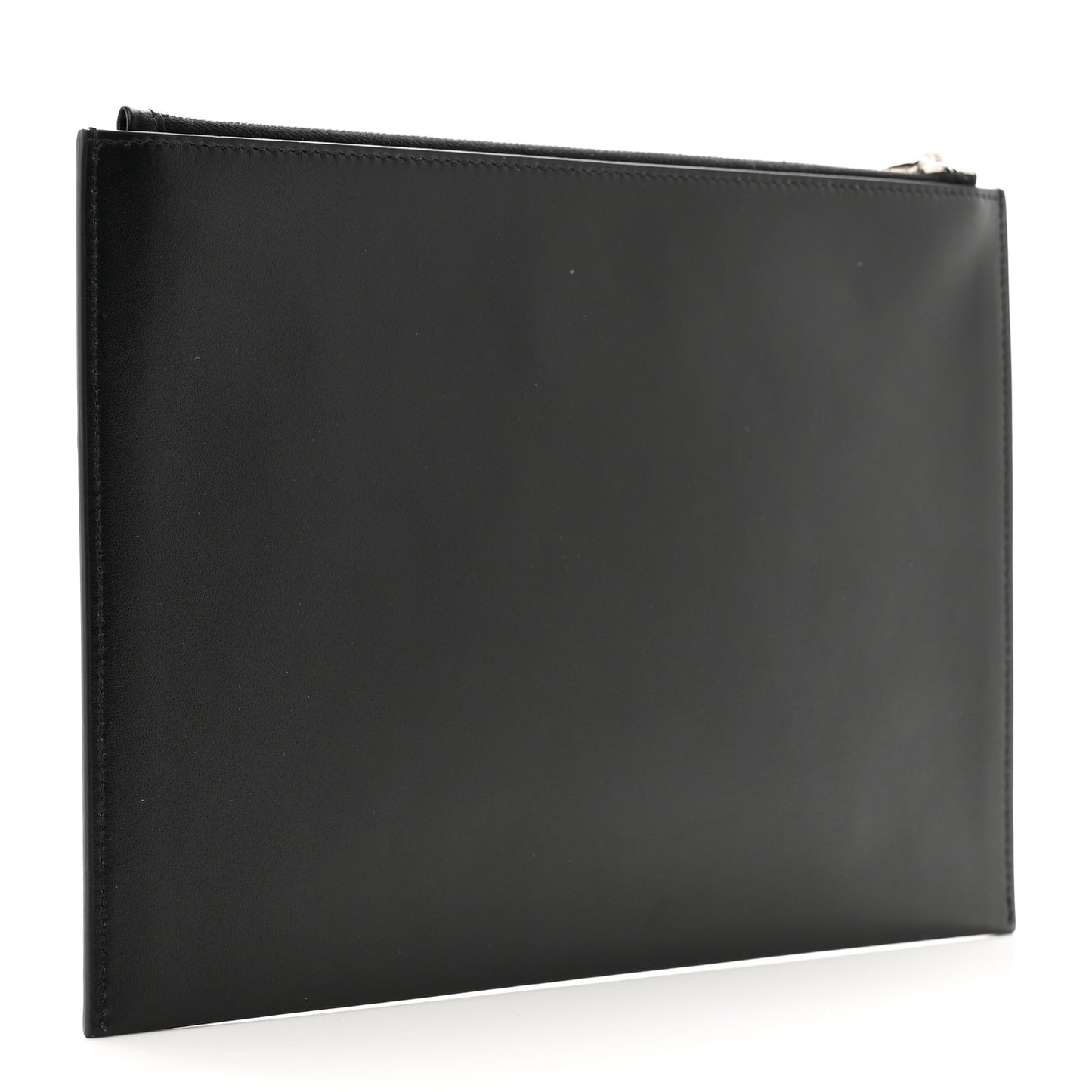 Calfskin Homme Zip Flat Pouch Black