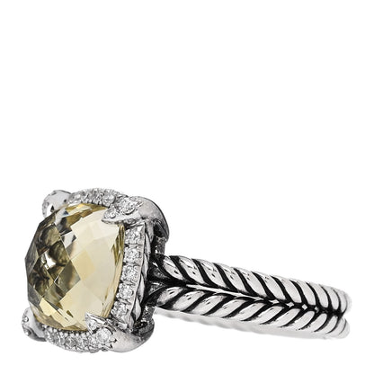 David Yurman Sterling Silver Diamond Lemon Citrine 9mm Chatelaine Pave Bezel Ring 50 5.5 3 of 5