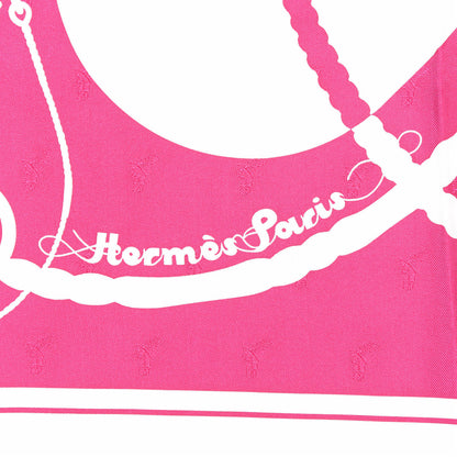 Hermes Silk Clic Clac Tattoo Scarf 90 Fuchsia White 2 of 4