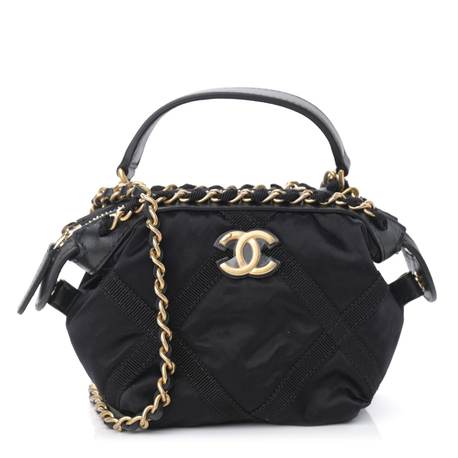 Chanel Nylon Grosgrain Quilted Lifestyle Clutch with Chain Black 1 of 8