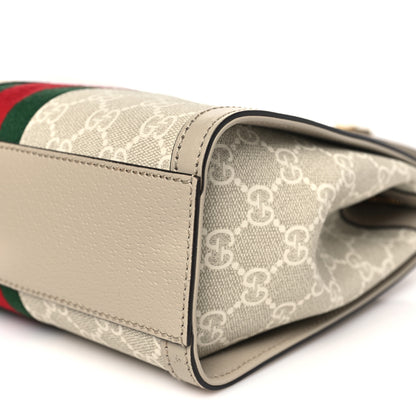 Gucci GG Supreme Monogram Textured Dollar Calfskin Web Small Ophidia Tote Bag Beige Mystic White Oatmeal 10 of 10