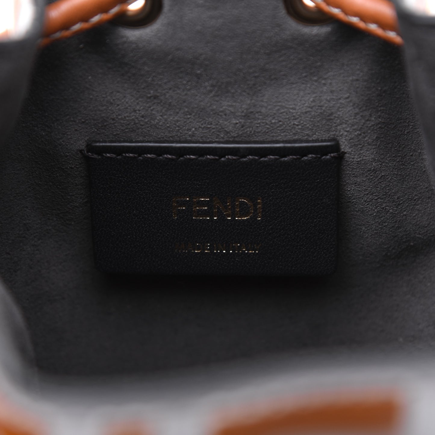 Vitello Grace F is Fendi Bi-Color FF 1974 Embossed Mini Mon Tresor Bucket Bag Camelia Saddler Brandy