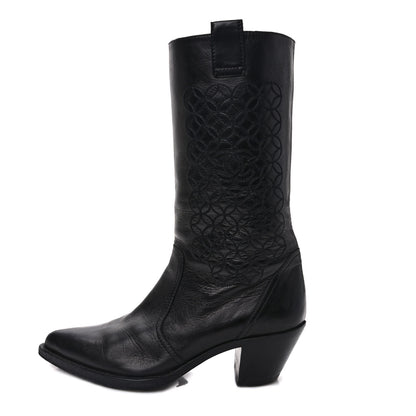 Chanel Calfskin Embroidered Western Cowboy Boots 39 Black 1 of 10