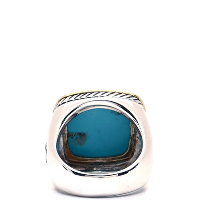 David Yurman Sterling Silver 18K Yellow Gold Turquoise 15mm Albion Statement Ring 52 6 3 of 5