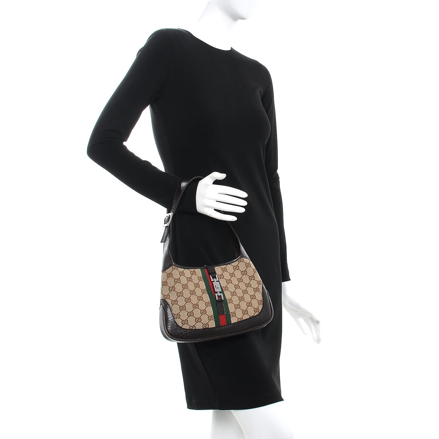 Gucci Monogram Web Small Jackie O Hobo Dark Brown 2 of 10