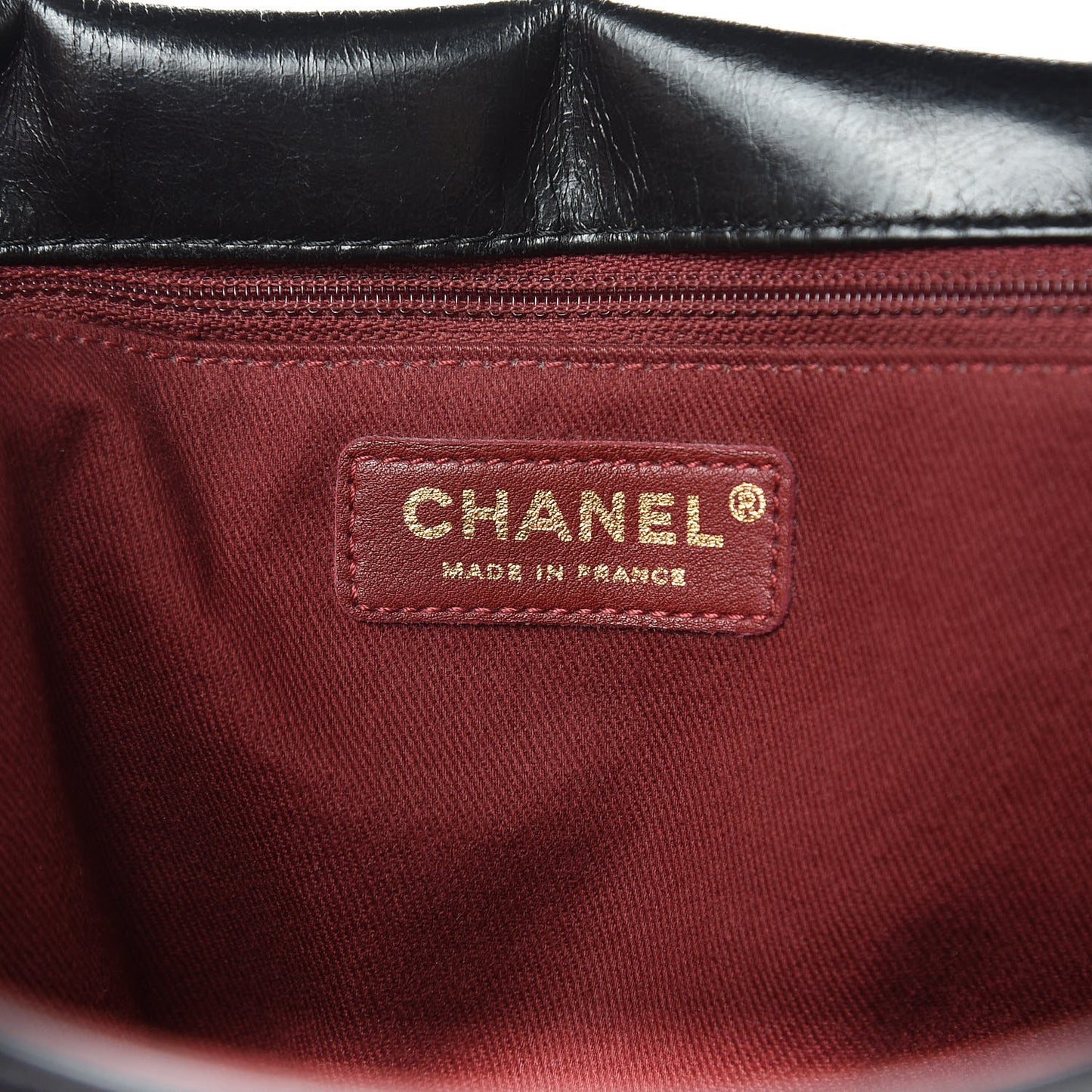 Aged Glazed Calfskin Quilted Large Bubble CC Flap Black