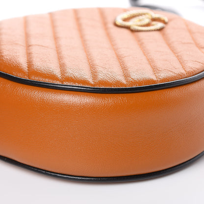 Gucci Azalea Calfskin Matelasse Diagonal Mini Torchon GG Marmont Round Shoulder Bag Cognac Black 9 of 10