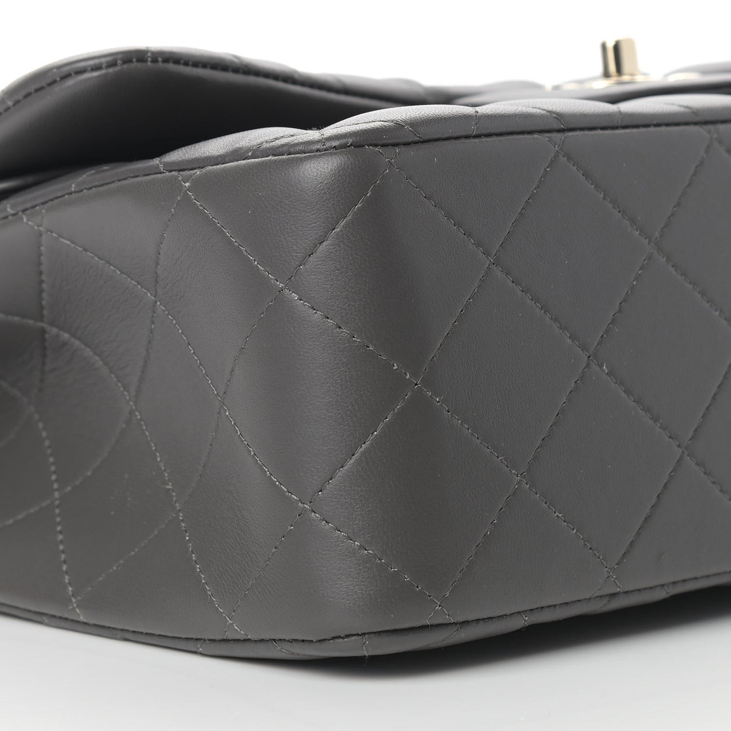 Lambskin Quilted Jumbo Double Flap Grey