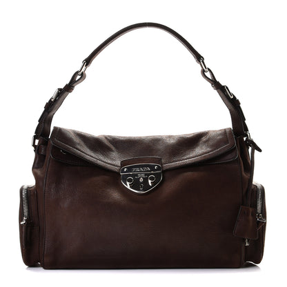 Prada Vitello Daino Pushlock Shoulder Bag Brown 1 of 10