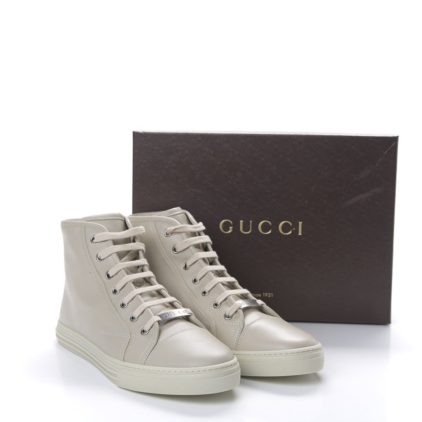 Calfskin Womens High Top Sneakers 40 Mystic White