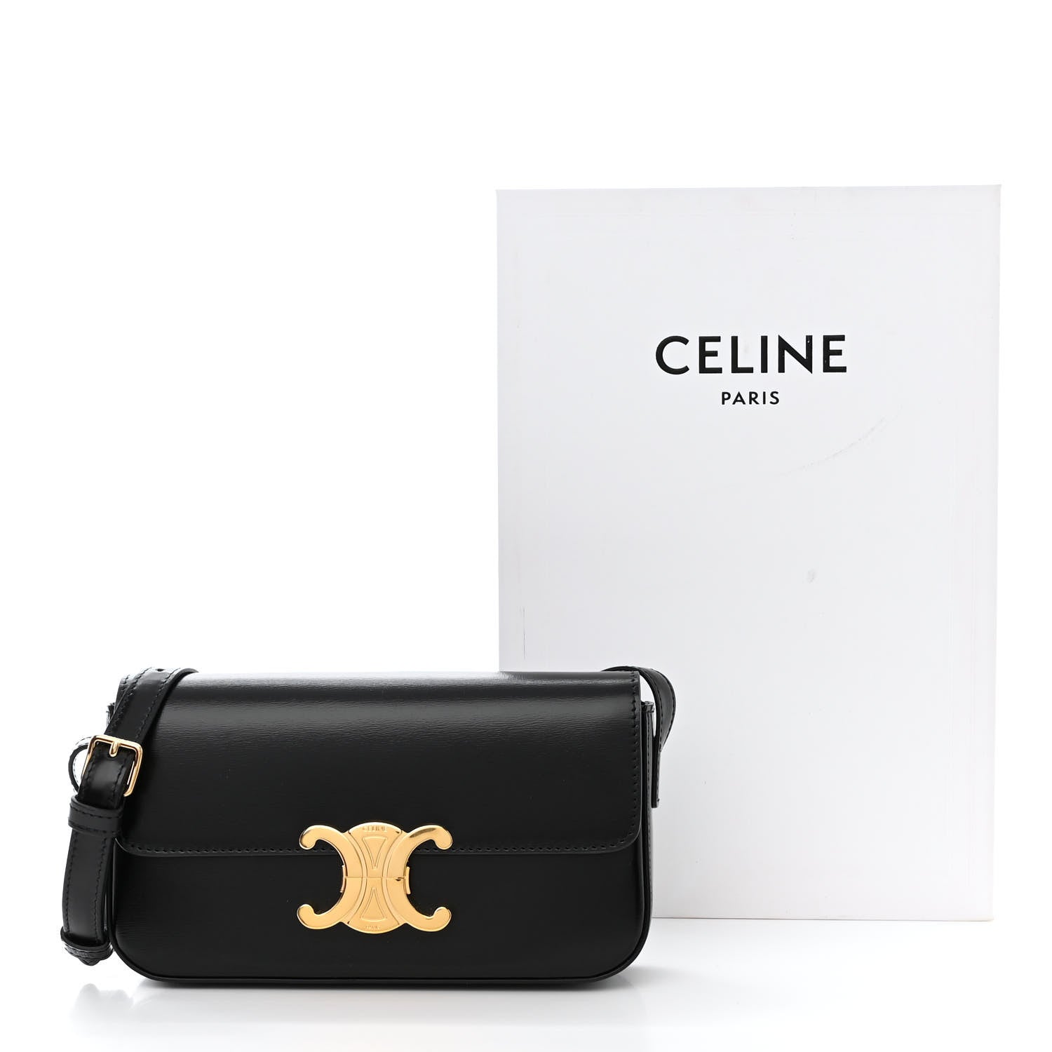 Celine Shiny Calfskin Triomphe Shoulder Bag Black 13 of 13