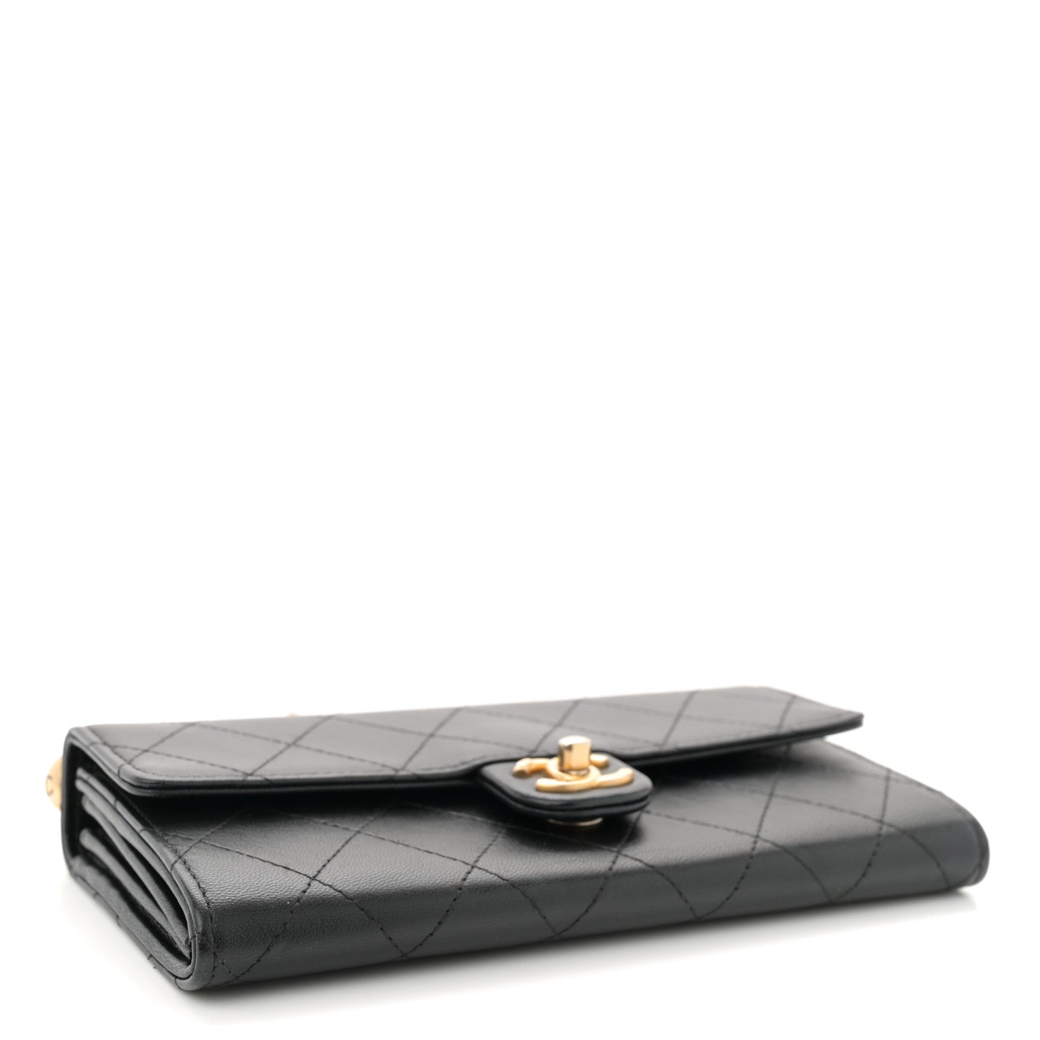 Chanel Goatskin Quilted Chic Pearls Clutch With Chain Black 4 of 10
