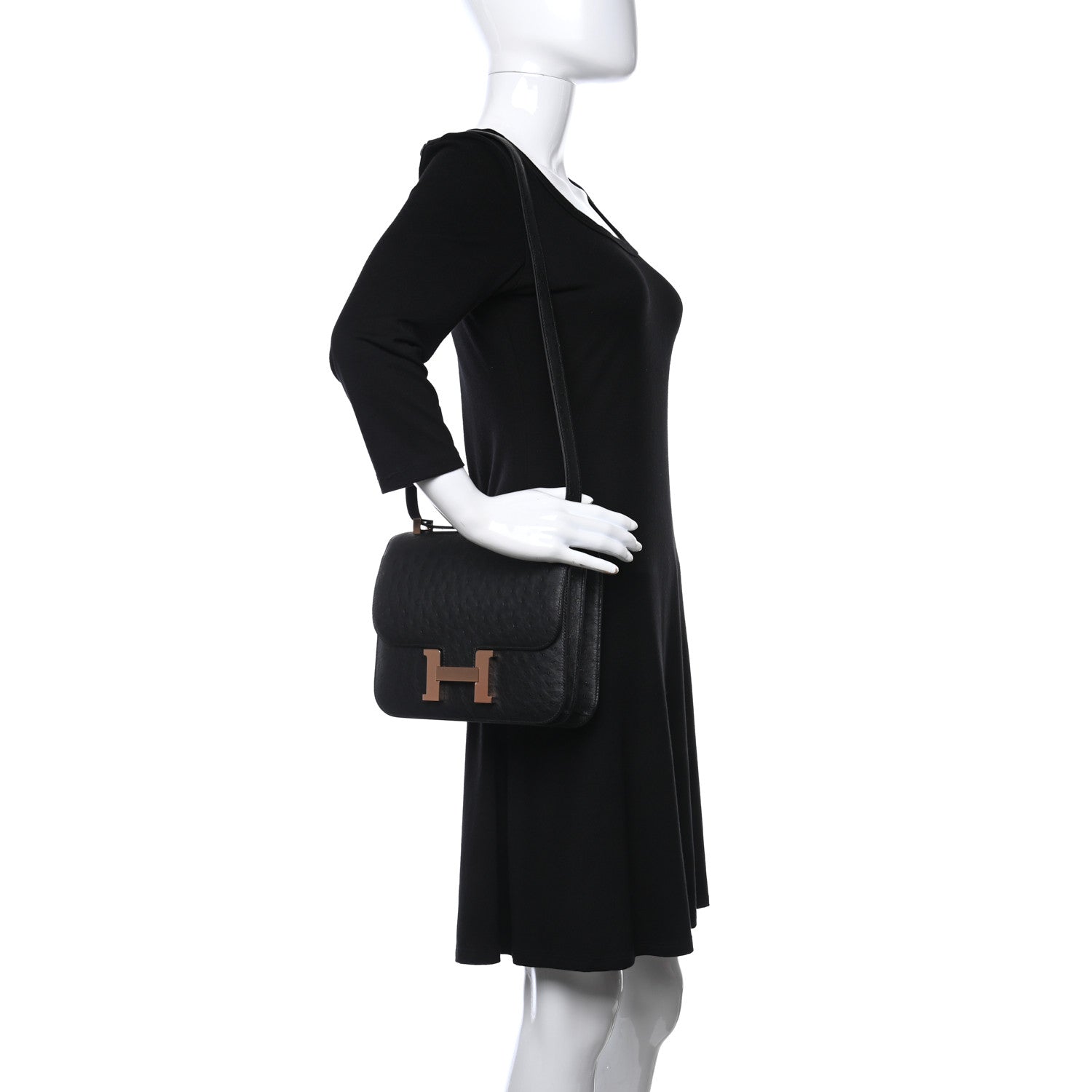 Hermes Ostrich Constance 24 Black 2 of 9