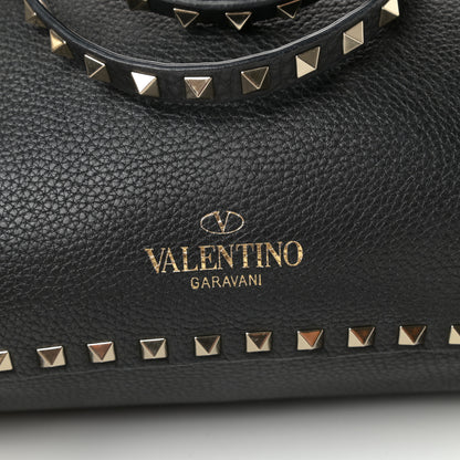 Valentino Garavani Grained Calfskin Small Rockstud Tote Black 7 of 10