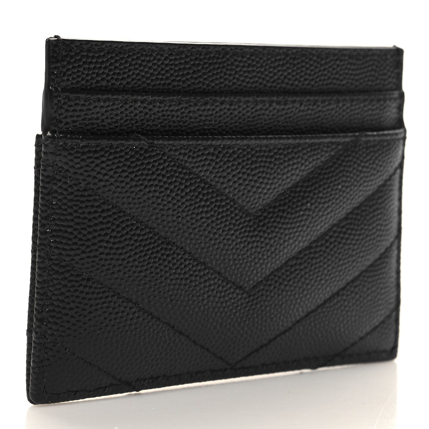 Grain De Poudre Matelasse Chevron Monogram Credit Card Case Black