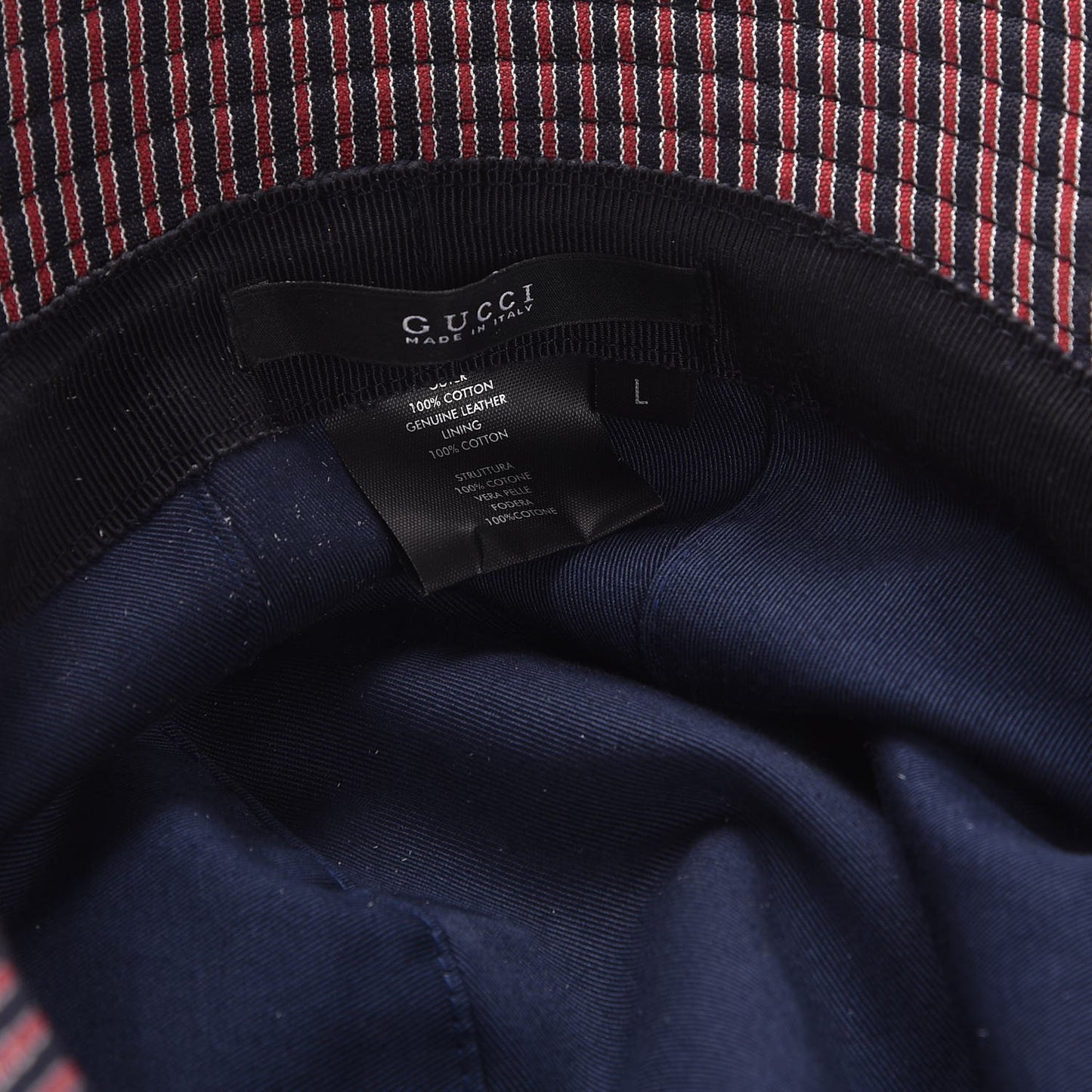 Cotton Stripe Bucket Hat L Red Black
