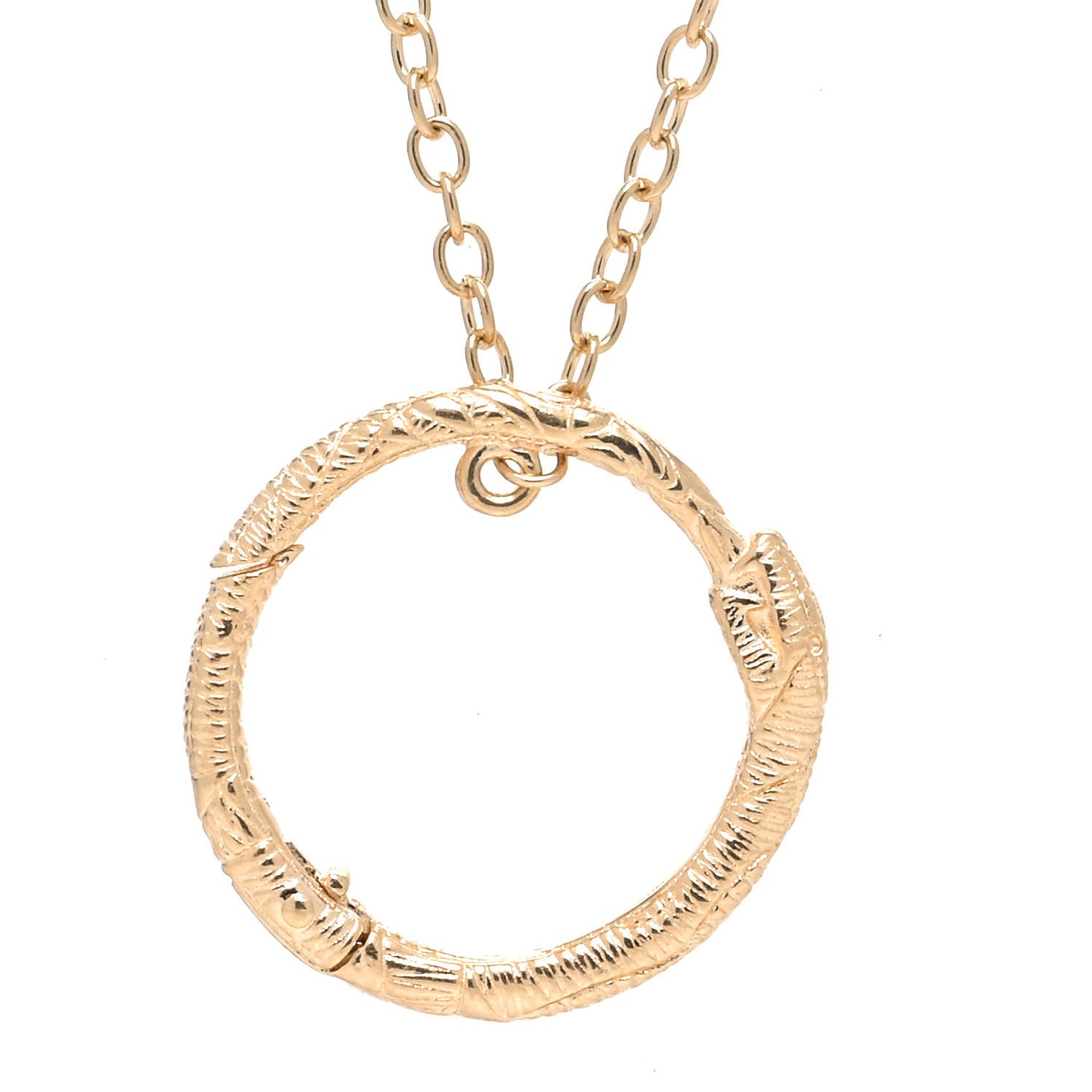 18K Yellow Gold Ouroboros Snake Ring Necklace