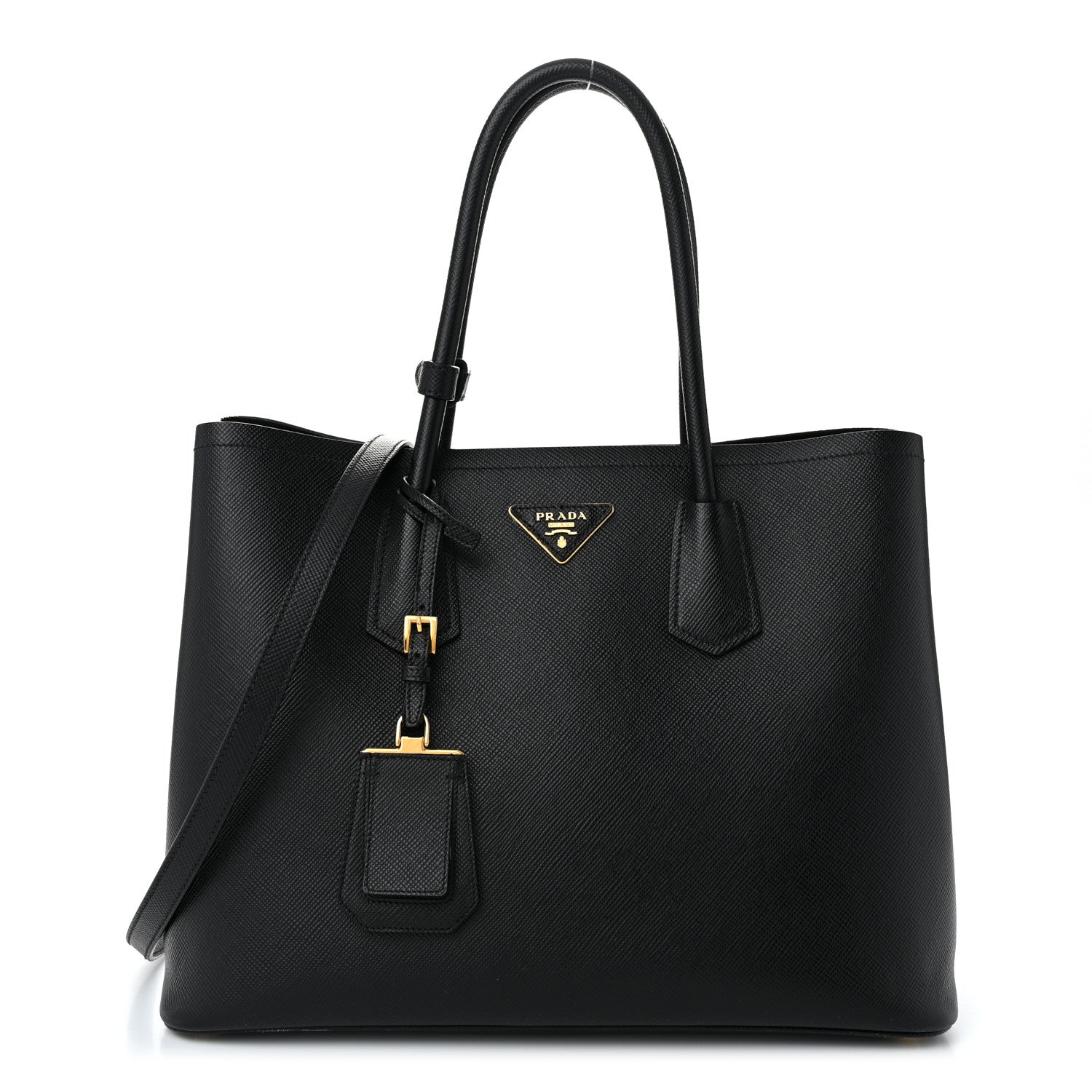Prada Saffiano Cuir Large Double Bag Black 1 of 10