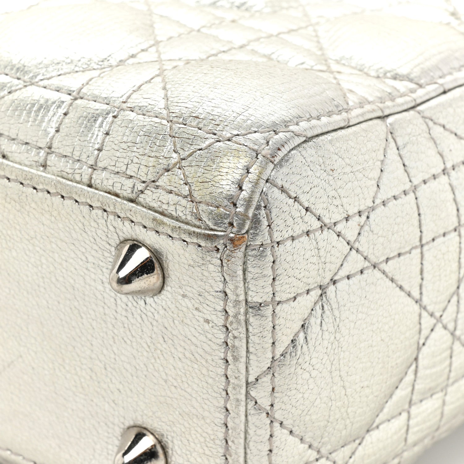 Christian Dior Metallic Grained Calfskin Cannage Small Lucky Badges My Lady Dior Silver 15 of 21