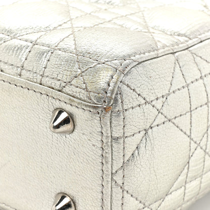 Christian Dior Metallic Grained Calfskin Cannage Small Lucky Badges My Lady Dior Silver 15 of 21