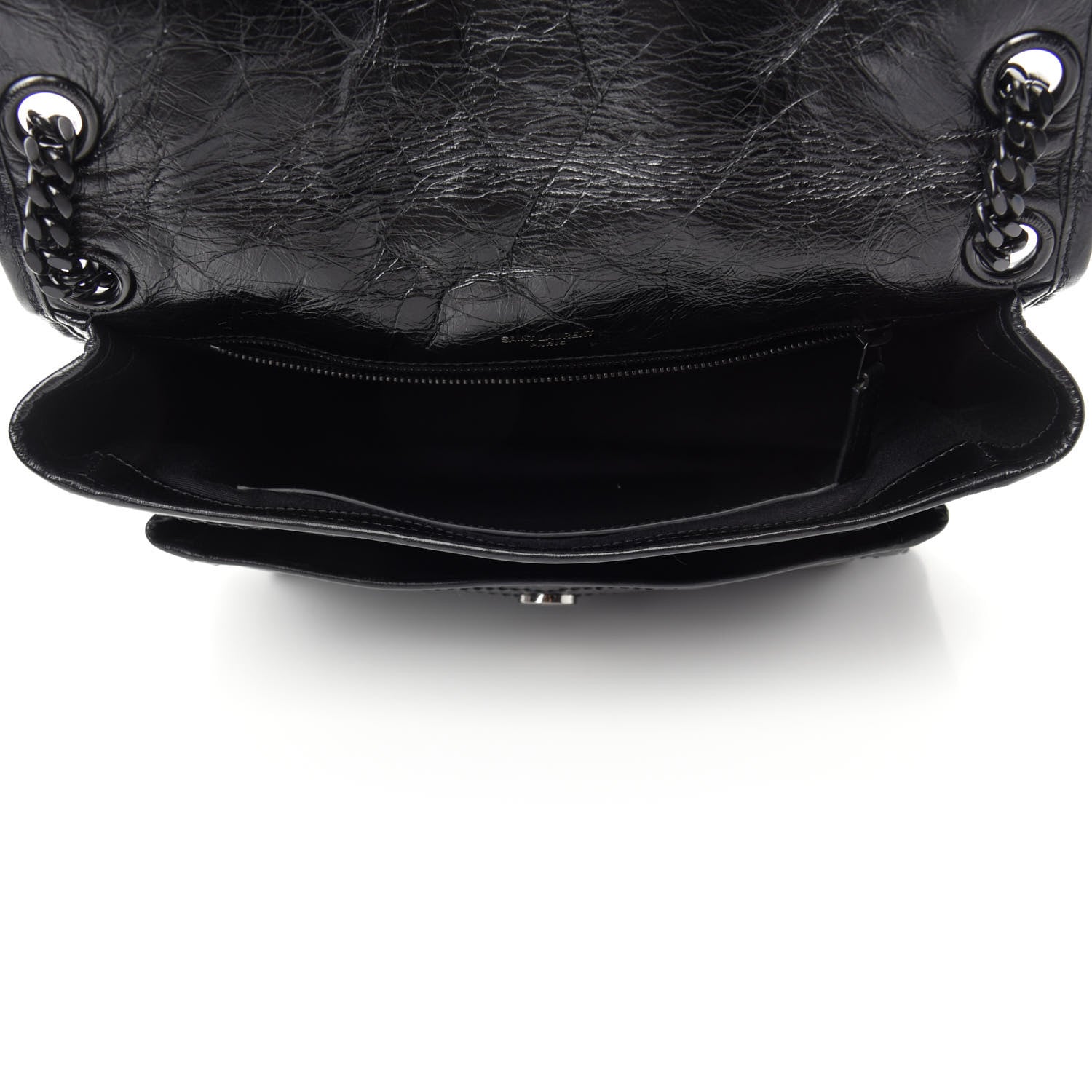Saint Laurent Crinkled Calfskin Matelasse Monogram Medium Niki Chain Satchel Black 6 of 12