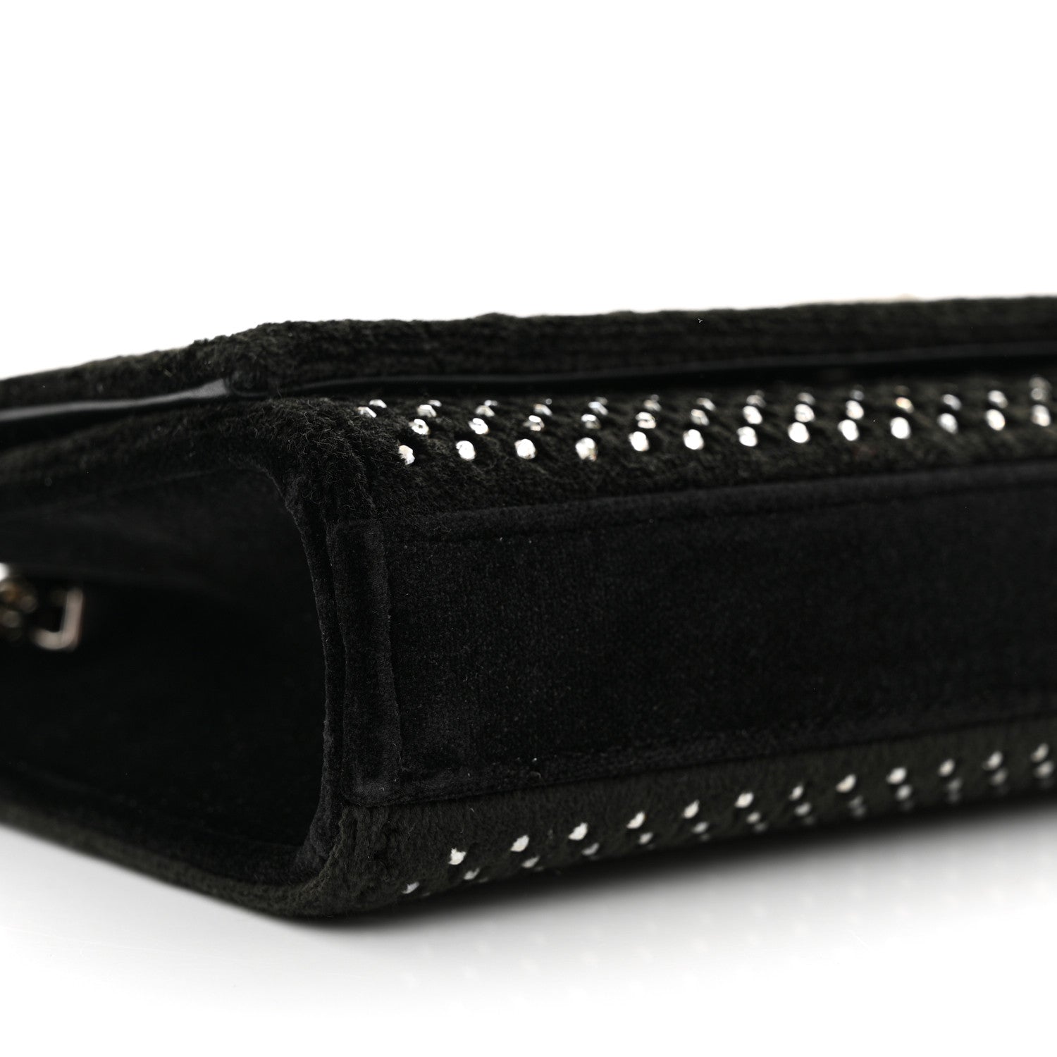 Saint Laurent Velvet Crystal Studded Monogram Small Kate Satchel Black 9 of 10