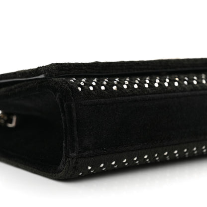 Saint Laurent Velvet Crystal Studded Monogram Small Kate Satchel Black 9 of 10