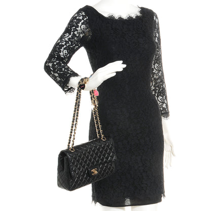Chanel Lambskin Quilted Valentine Charms Medium Single Flap Black 2 of 8