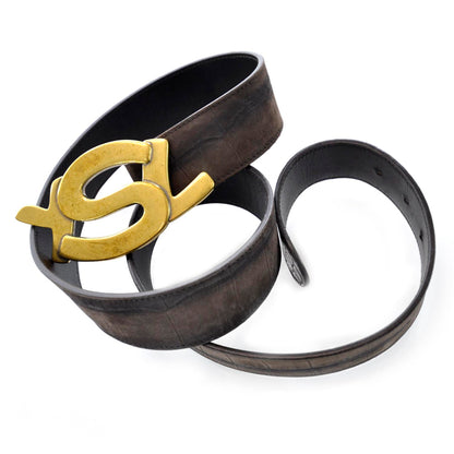 Saint Laurent Mens Crocodile Embossed Nubuck Belt 38 4 of 7