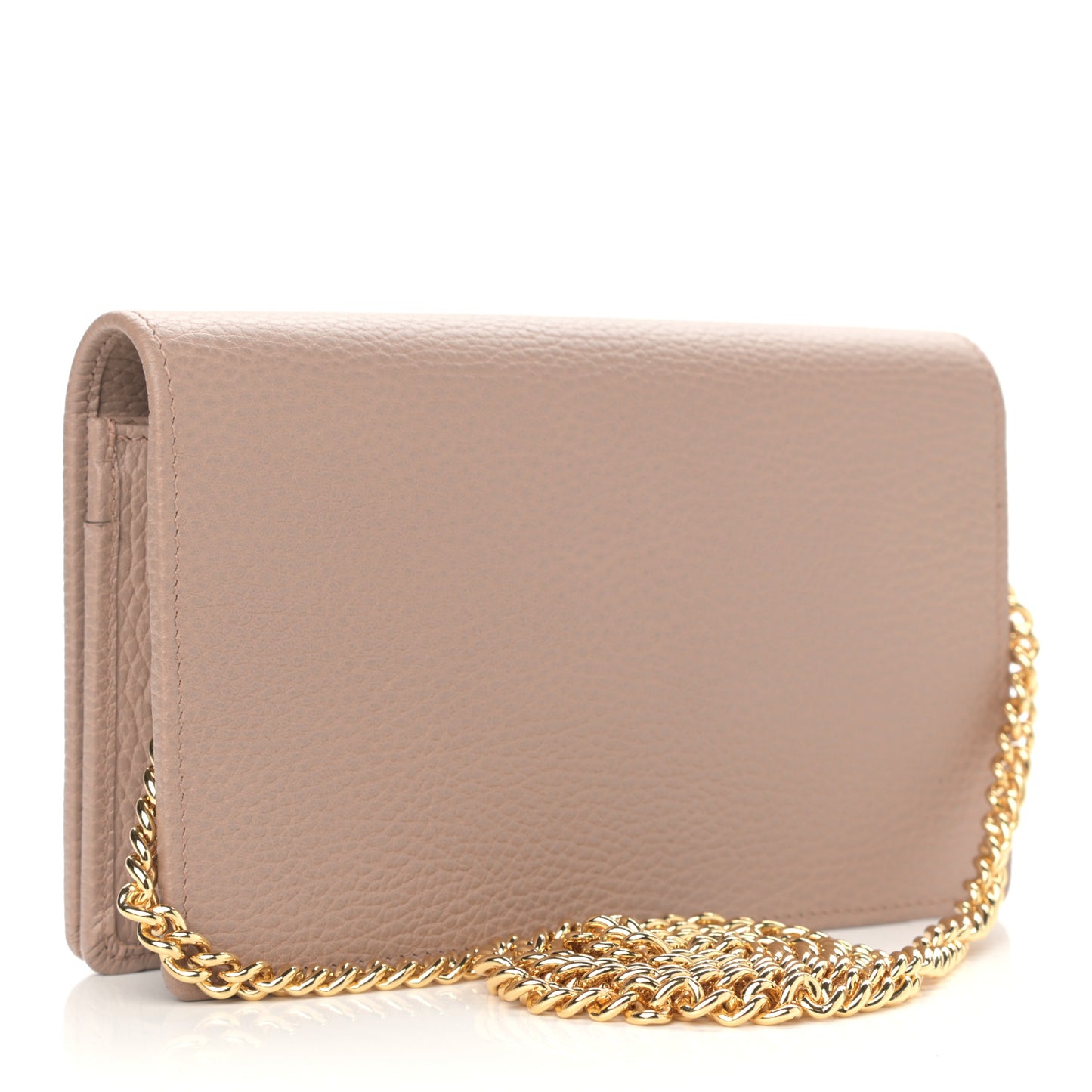 Calfskin Mini GG Marmont Chain Wallet Porcelain Rose