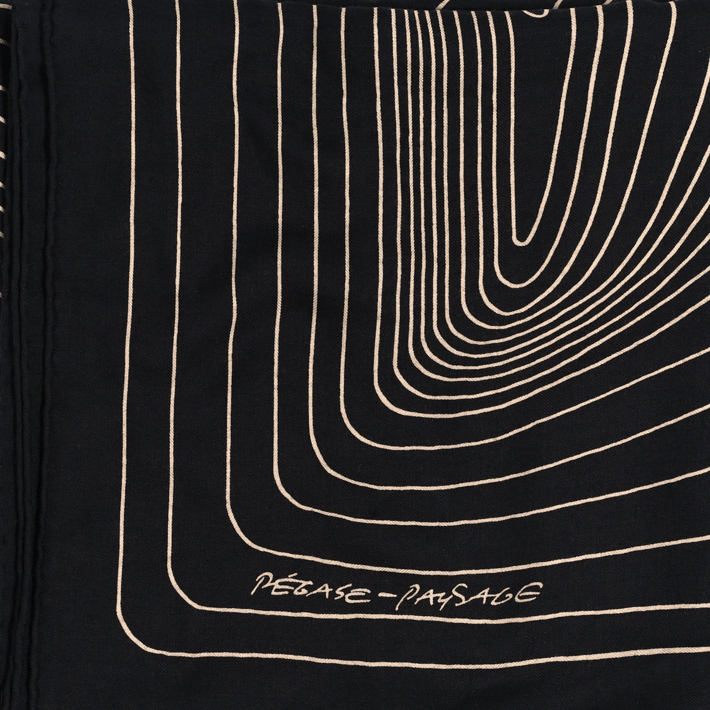 Cashmere Silk Pegase Paysage Shawl 140 Black Beige