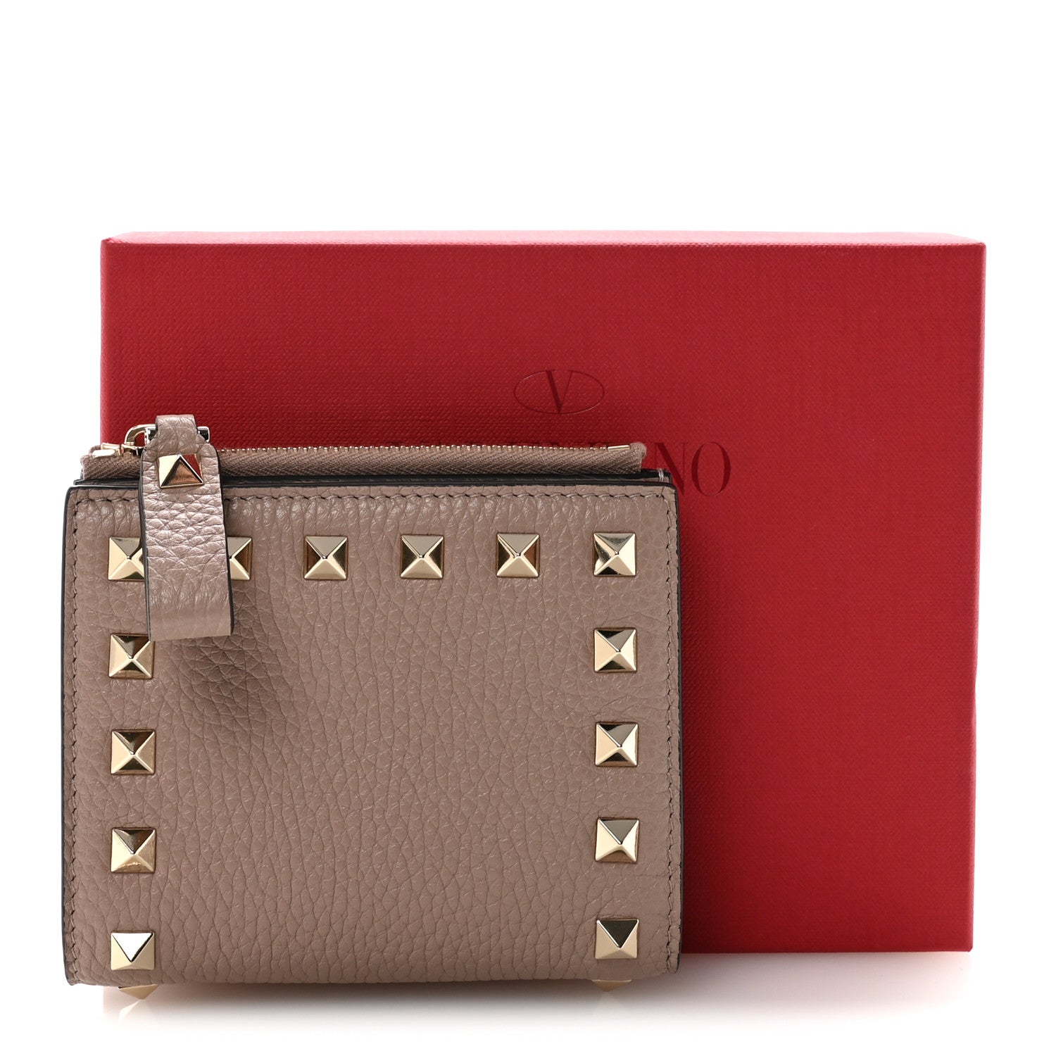 Valentino Garavani Grainy Calfskin Rockstud Coin Purse Card Holder Poudre 7 of 7