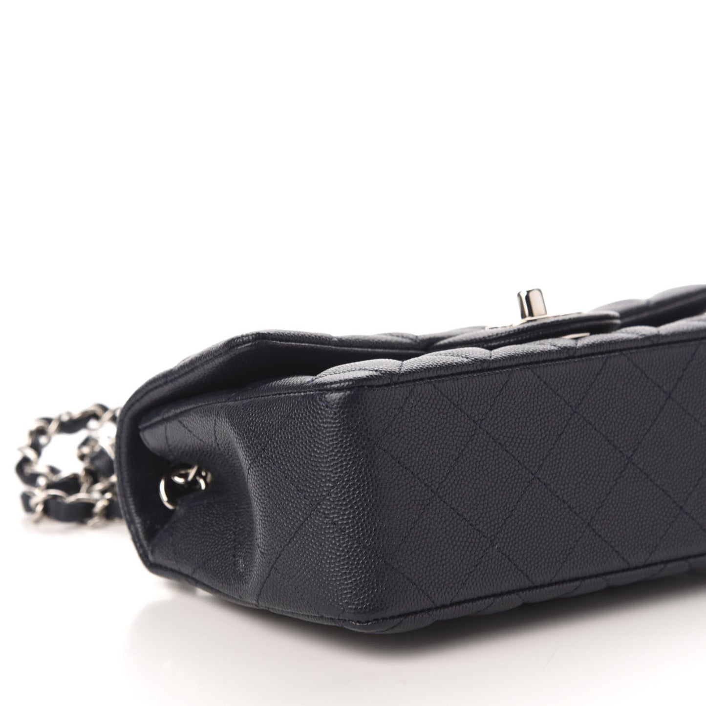 Caviar Quilted Mini Rectangular Flap Navy