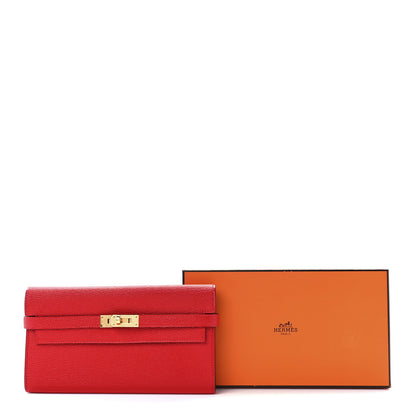 Hermes Chevre Mysore Kelly Longue Wallet Rouge De Coeur 12 of 12