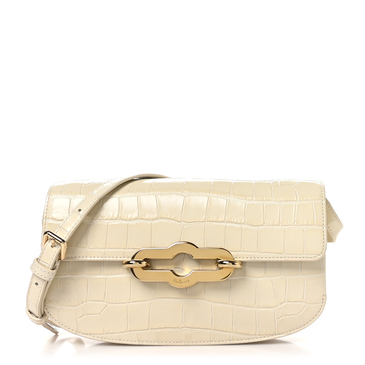 Mulberry Shiny Calfskin Crocodile Print East West Pimlico Satchel Eggshell 1 of 10
