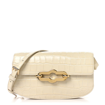 Mulberry Shiny Calfskin Crocodile Print East West Pimlico Satchel Eggshell 1 of 10