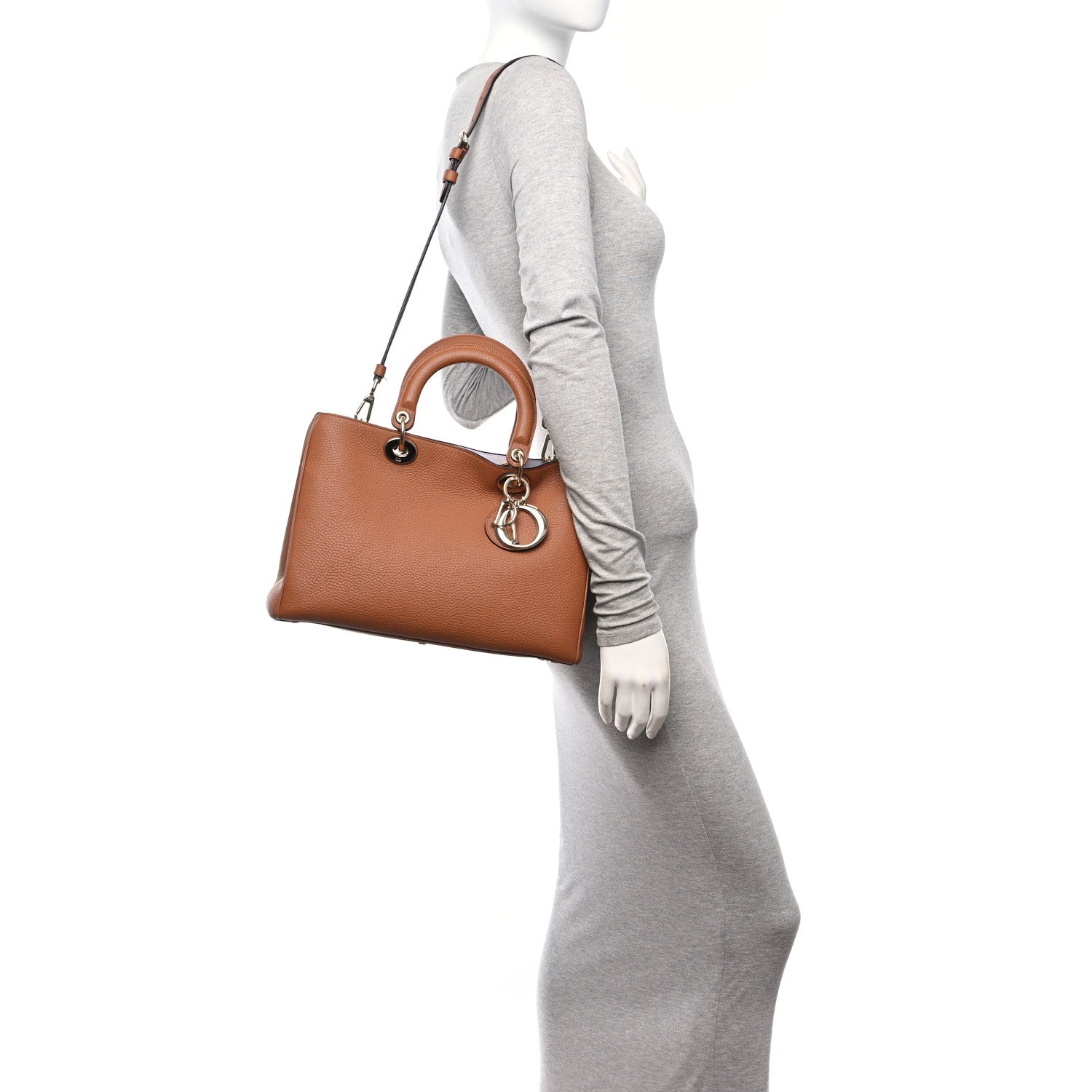 Christian Dior Bullcalf Medium Diorissimo Tote Brown Purple 2 of 17